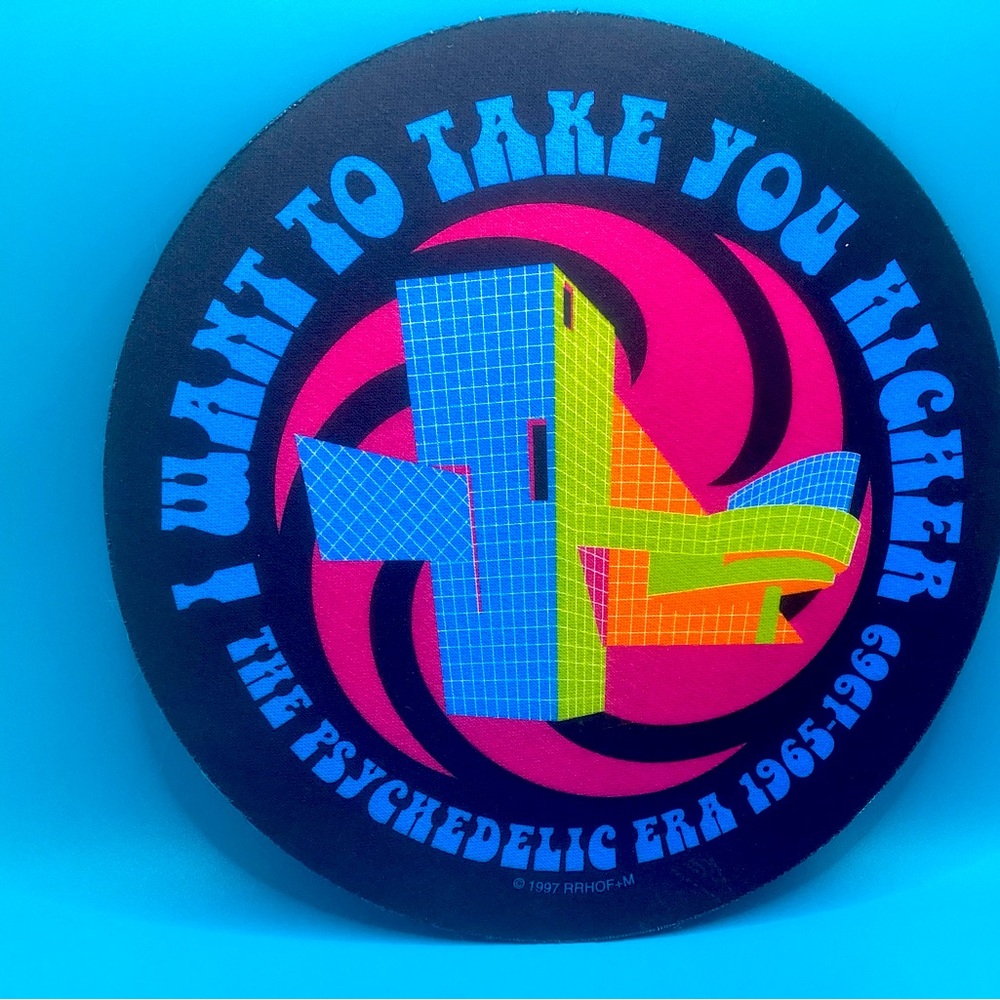 Vintage Rock and Roll Hall of Fame Round Mouse Pad “The Psychedelic Era 65-69”